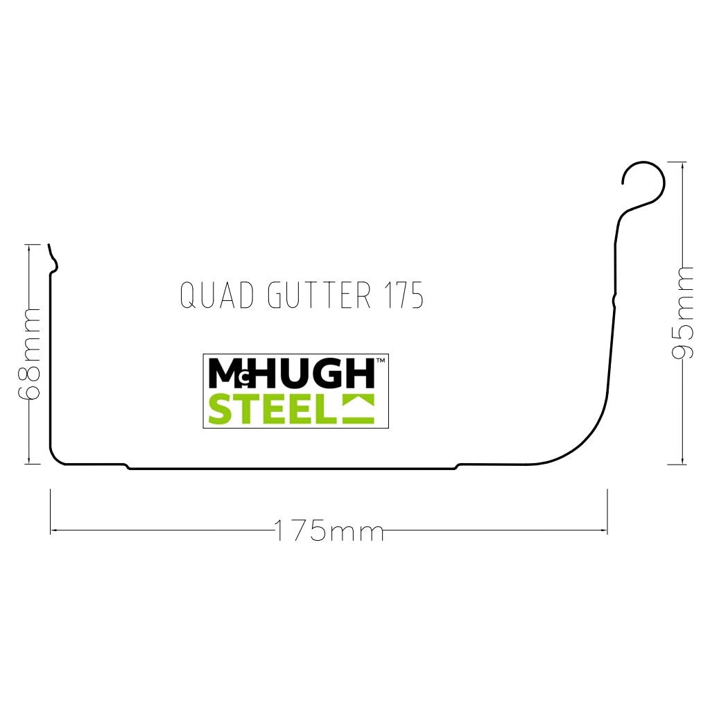 175 Gutter Bluescope Quad Gutter 175mm Colorbond - Rainwater| McHugh Store